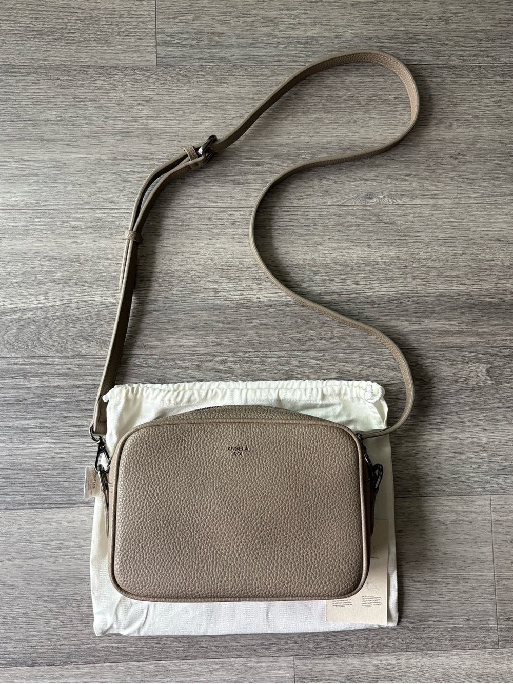 Angela Roi Grace Mini Crossbody [Signet] - Light Mud Gray Pebble Vegan Leather - Picture 10 of 11